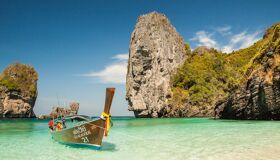 Typical Boat on the Beach of Phuket, Thailand